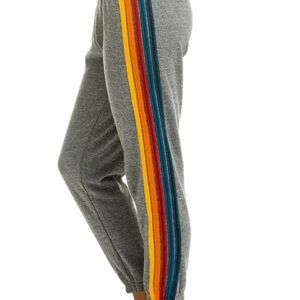 Aviator Nation Gray Pants with Rainbow Stripes